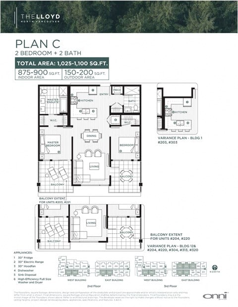 Floor plan for 2 beds, 2 baths, 901 sqft